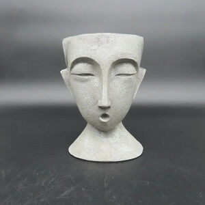 Grey Face Resin Planter 6.25"W x 7"H